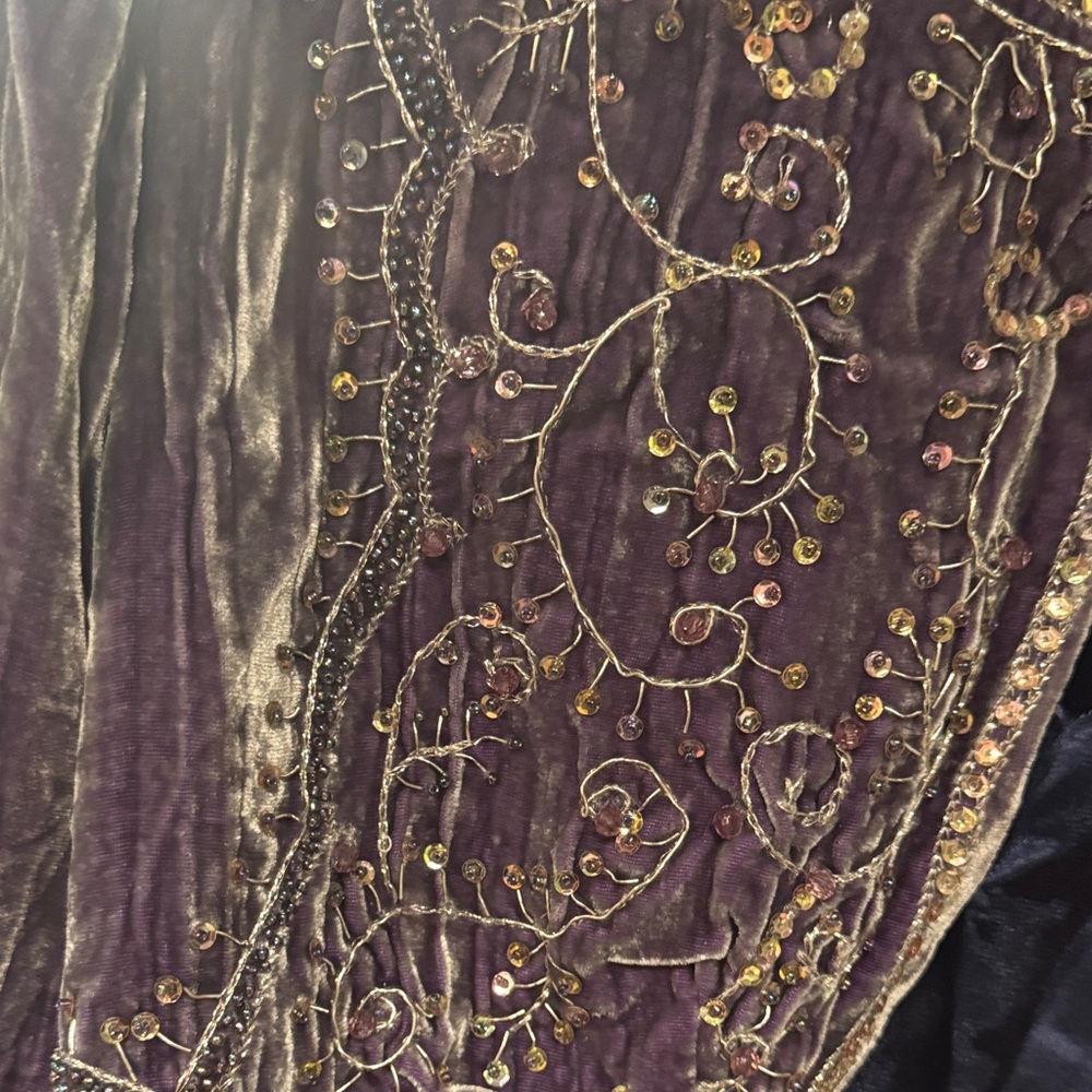 E C I  New York Embroidered Purple Velvet Bolero Jacket sz Small - Picture 2 of 10
